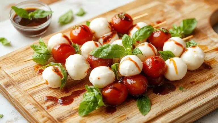 basil topped caprese skewers