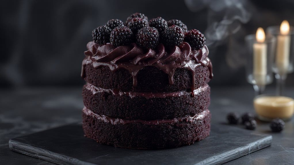 blackberry velvet gothic cake