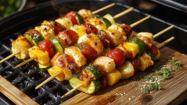 colorful grilled vegetable skewers
