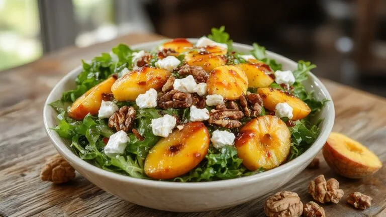 fresh peach arugula salad