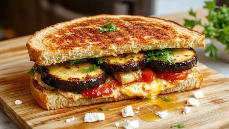 grilled veggie filled sandwich delight