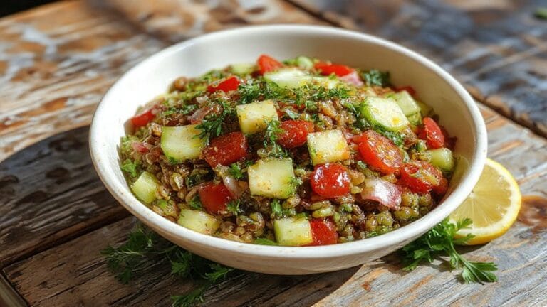 herb infused cold lentil salad