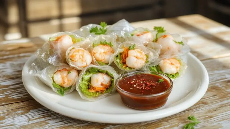 shrimp filled cold salad rolls