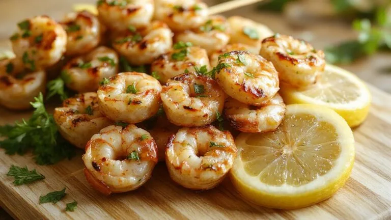shrimp skewers with garlic
