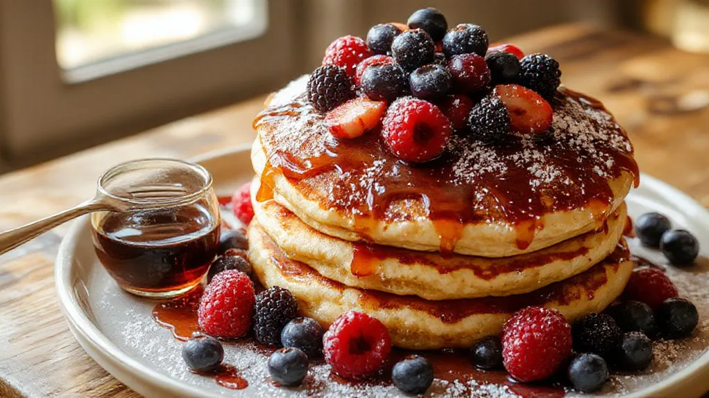 berry pancakes with syrup