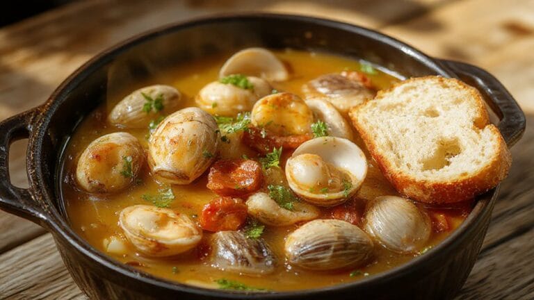 clams cooked with chorizo