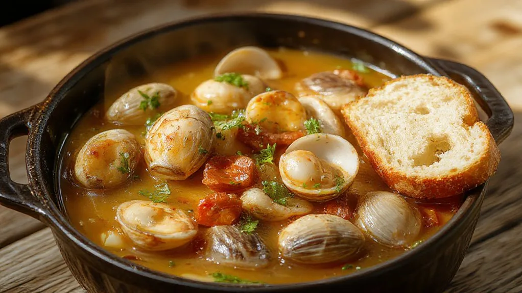 clams cooked with chorizo