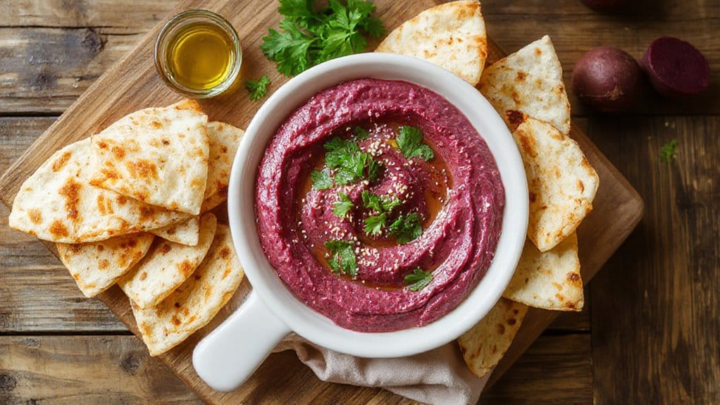 colorful beet hummus recipe