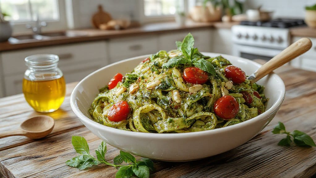 fresh basil and pasta