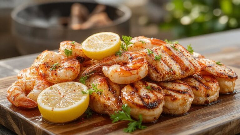 freshly cooked grilled seafood