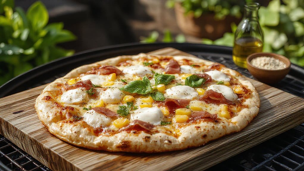 grilled pizza with toppings