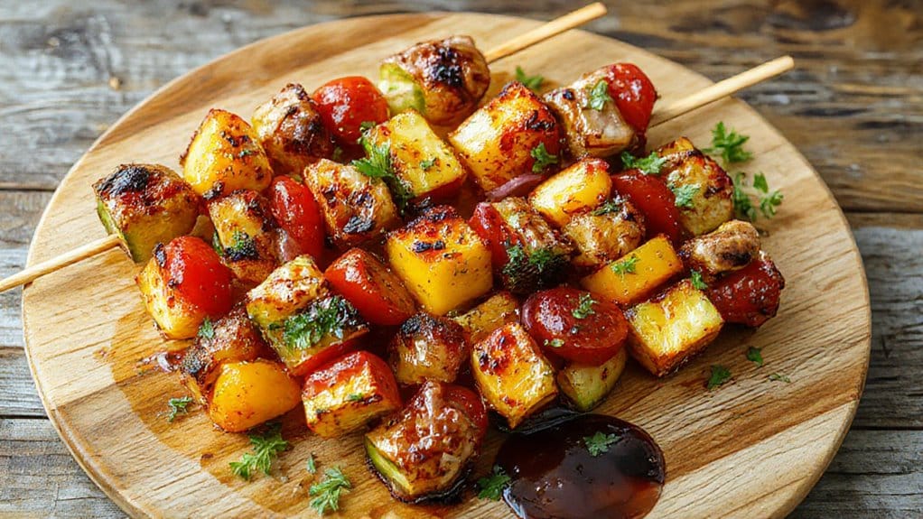 grilled skewers of vegetables