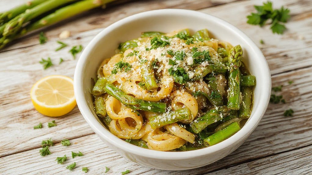 light asparagus pasta dish