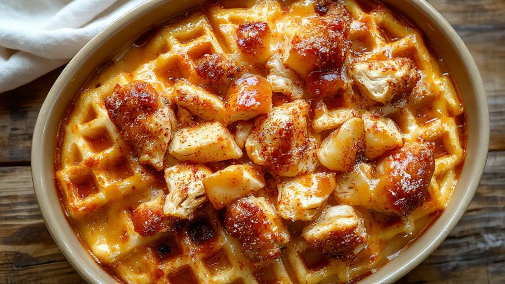 savory chicken waffle bake