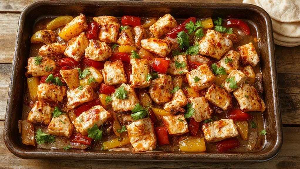 sheet pan chicken fajitas