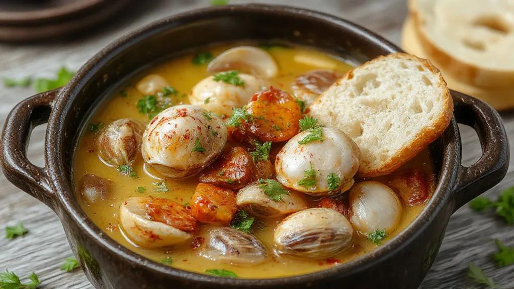 steamed clams with chorizo