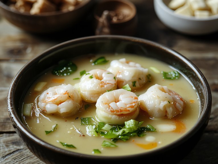 flavorful dumpling broth soup