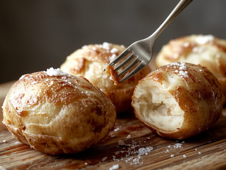 perfectly fluffed baked potatoes