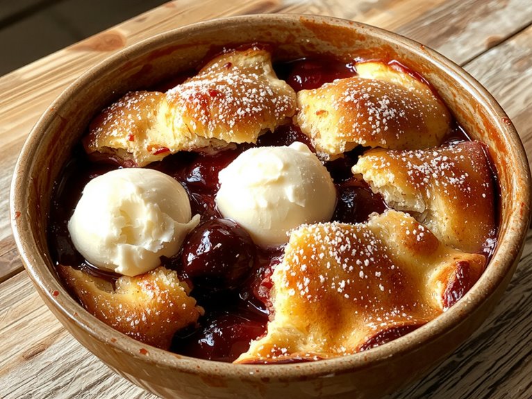 buttery golden cherry cobbler