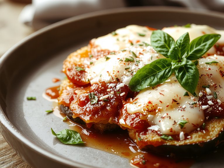 crispy eggplant parmesan layers