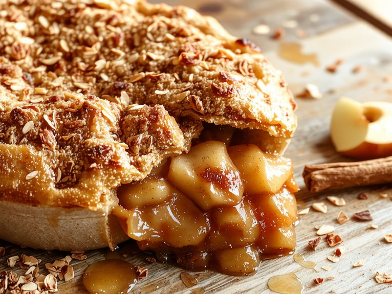 crumbly topped cinnamon apple pie