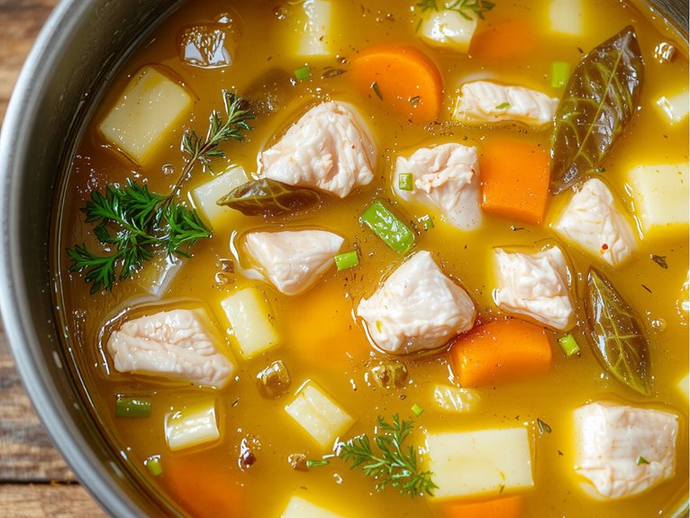flavorful homemade chicken broth