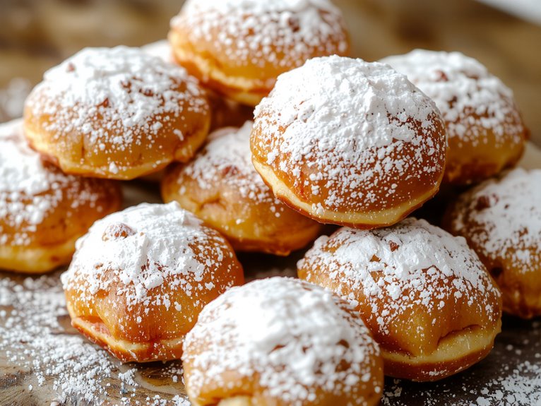 golden fluffy powdered sugar