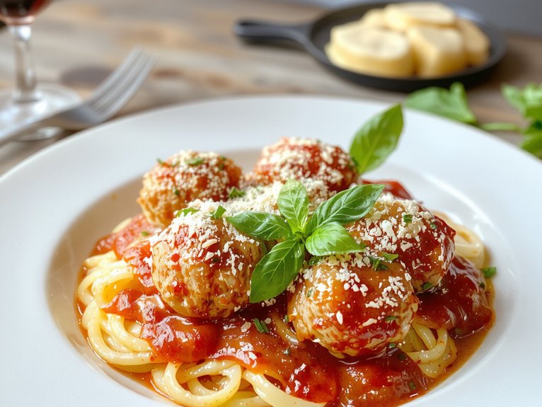 italian pasta meatball dish