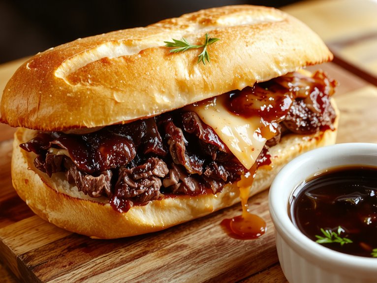 juicy savory beefy baguette