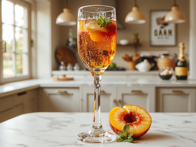 sparkling peach italian cocktail
