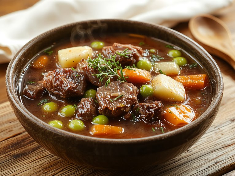 hearty beef stew cooking