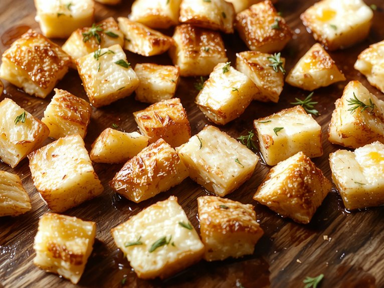 homemade baked bread croutons