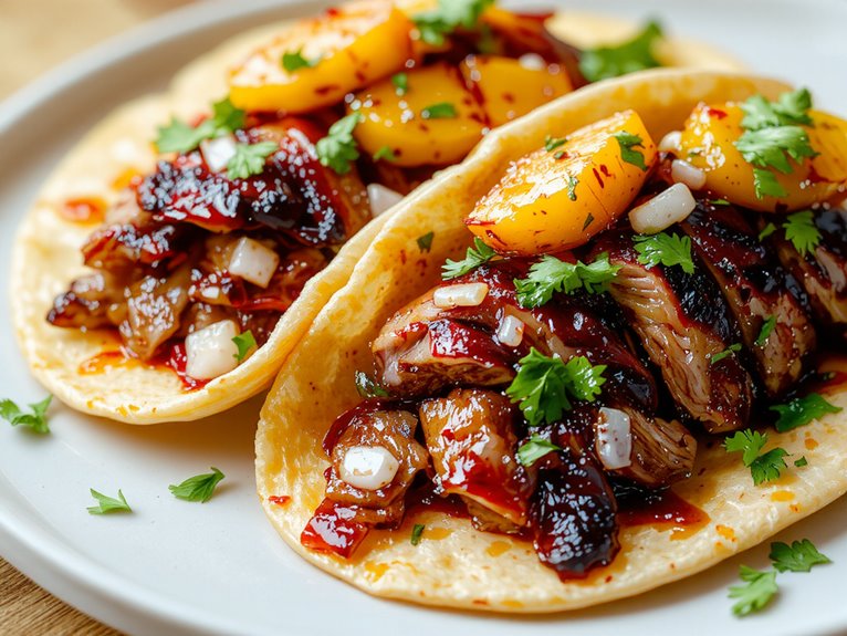 marinated pork skewered tacos
