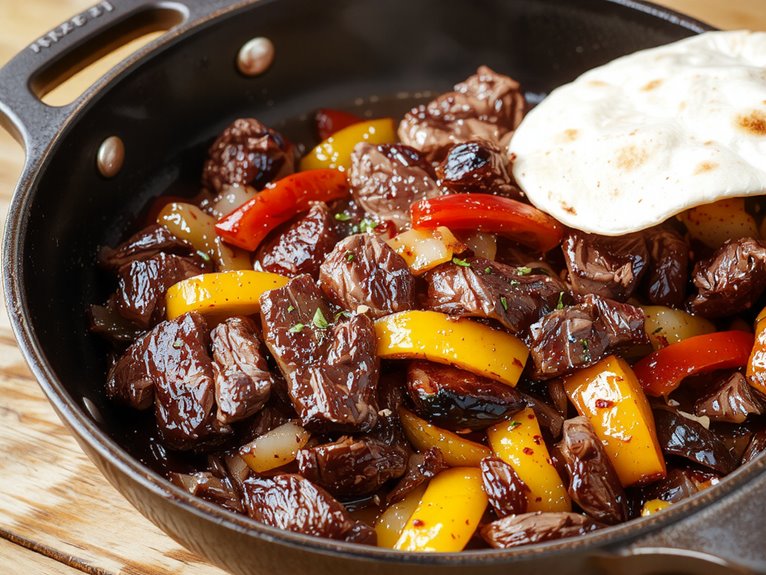 flavorful marinated steak fajitas