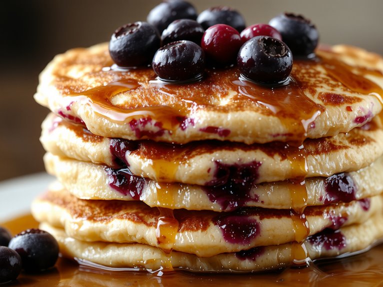 fluffy blueberry breakfast pancakes