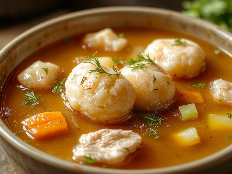 fluffy matzo chicken soup