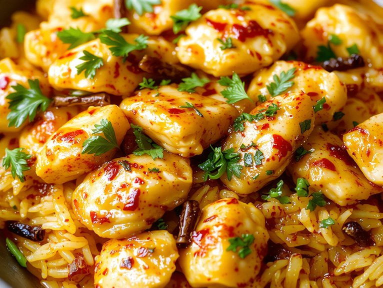 spiced marinated chicken rice